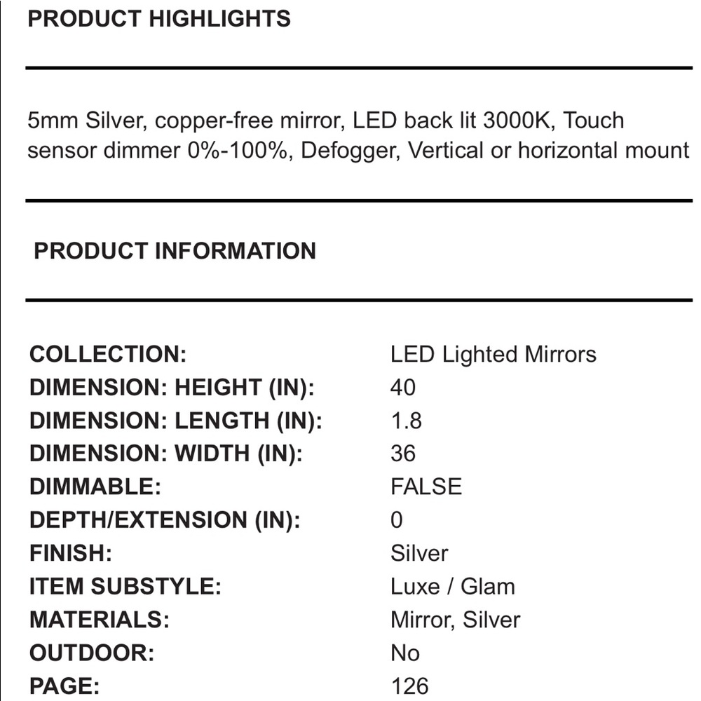Led vanity 36x40